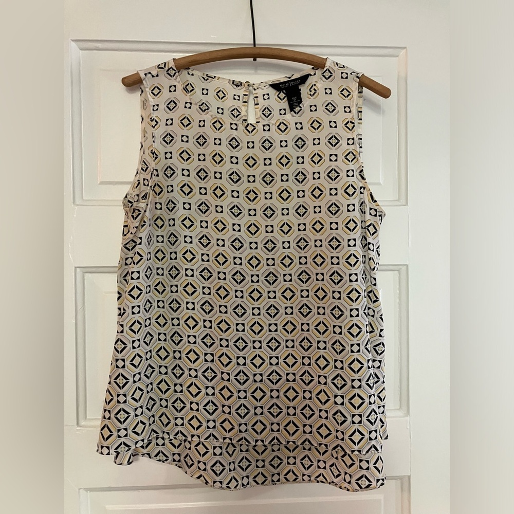 White House Black Market Silk Geometric Top